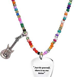 Guitar Pick Necklace Stainless Steel Music Lover Gift Inspirational Jewelry